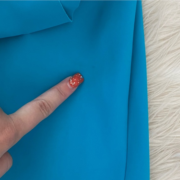 Chiara Boni Teal Blue Turquoise Elbow Sleeve Square Neck Stretch Jersey Dress - Picture 11 of 13